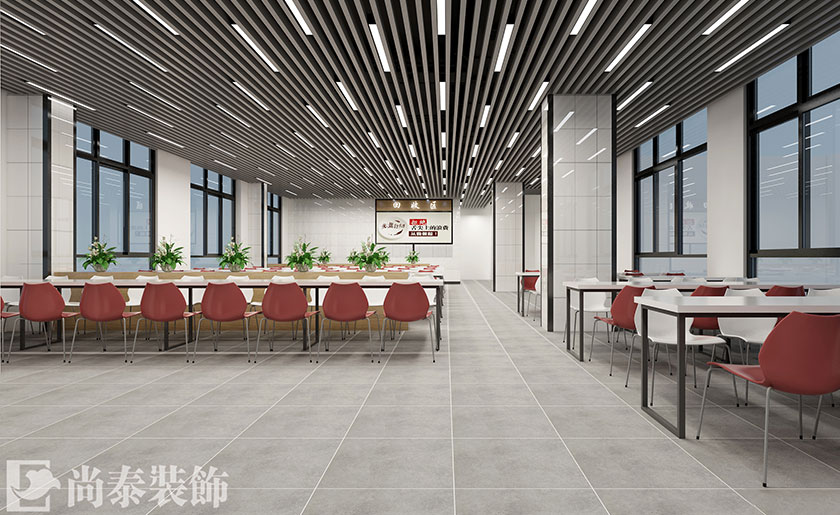 1300㎡員工餐廳裝修效果圖 | 凱中精密技術